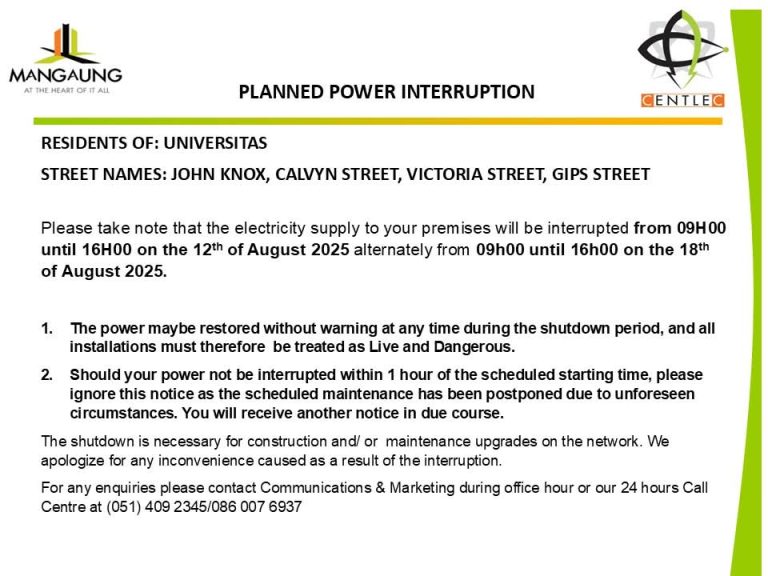 Planned power interruption